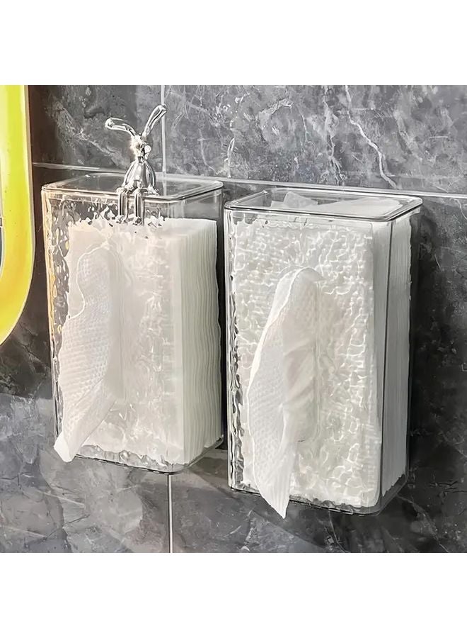 حامل علبة المناديل المعلق الحديث الشفاف مع غطاء موفر للمساحة لمنظم الحمام - Image 4